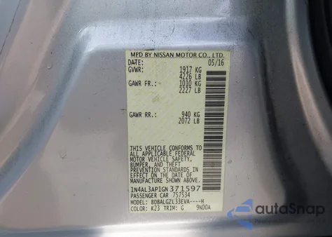 2016 Nissan Altima 2.5 S from USA, damaged, VIN 1N4AL3AP1GN371597